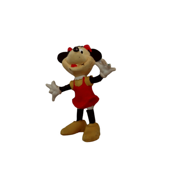 Disney Minnie Mouse PVC Figurine Red Yellow Dress Vintage Toy Figure Hong Kong - Picture 9 of 9